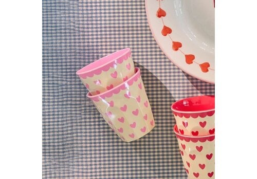 Rice Middelgroot beker - Favorite Hearts - Pink - RICE