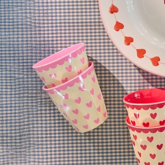 RICE Middelgroot beker - Favorite Hearts - Pink - RICE