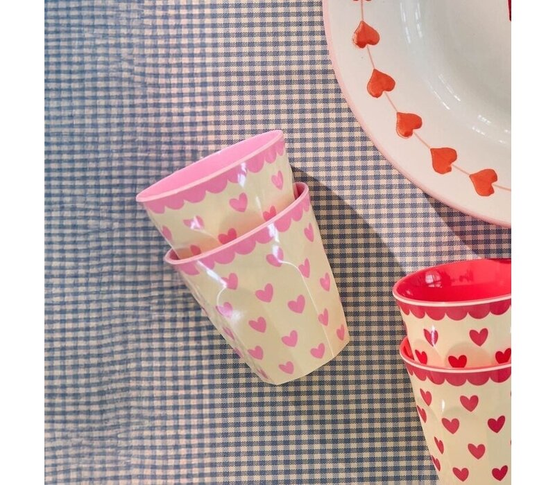 RICE -  Middelgroot beker - Favorite Hearts - Pink