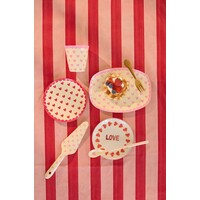 RICE - Klein Rond Bord - Favorite Hearts - Red