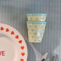 RICE -  Middelgroot beker - Favorite Hearts - Blue