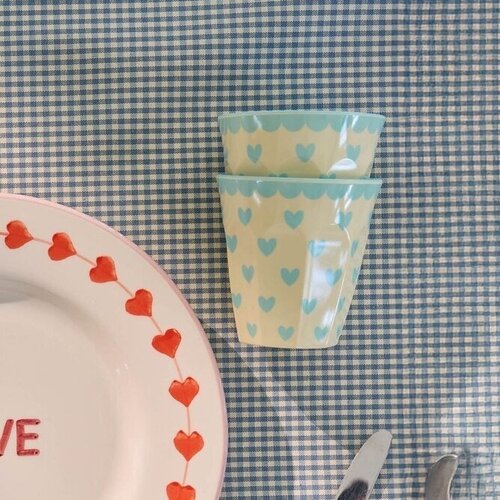 Middelgroot beker - Favorite Hearts - Blue - RICE 