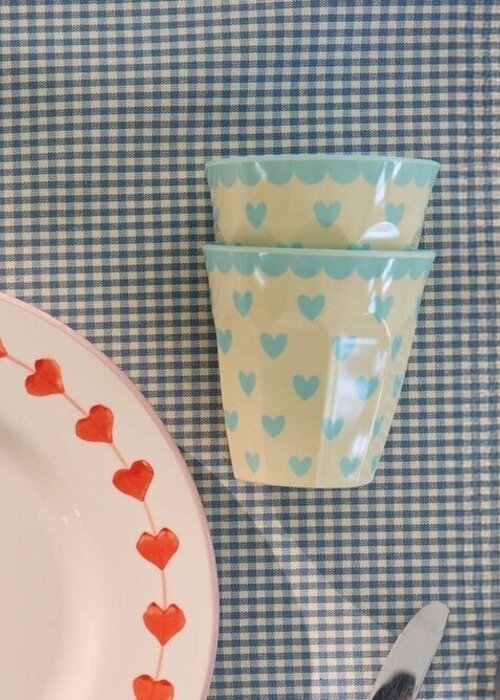 RICE Middelgroot beker - Favorite Hearts - Blue - RICE