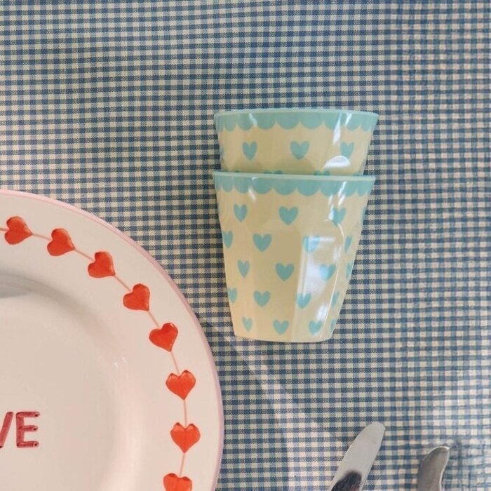 RICE Middelgroot beker - Favorite Hearts - Blue - RICE