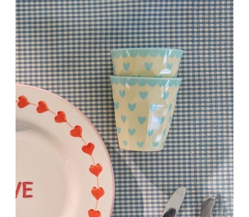 RICE -  Middelgroot beker - Favorite Hearts - Blue