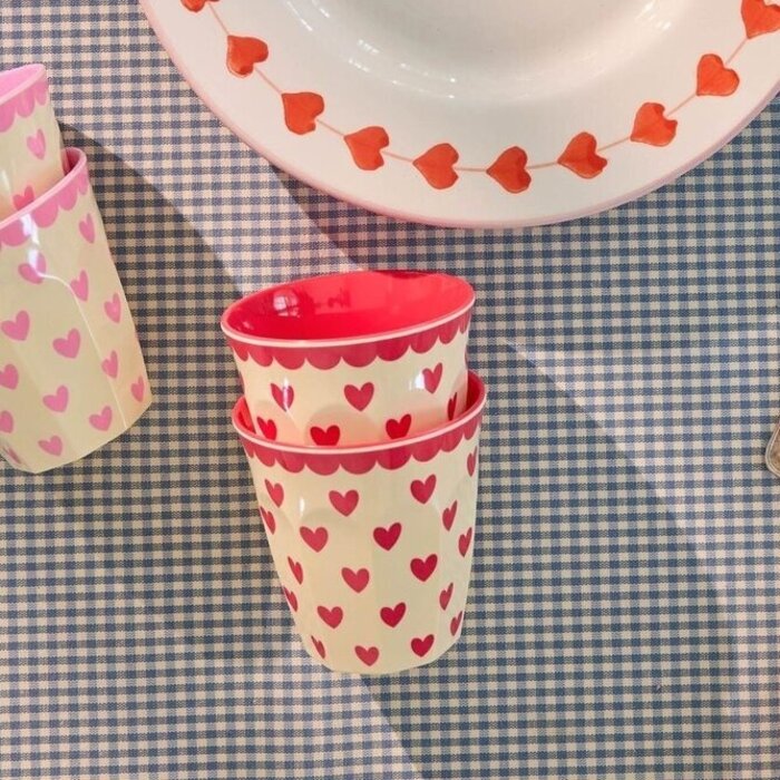 RICE -  Middelgroot beker - Favorite Hearts - Red