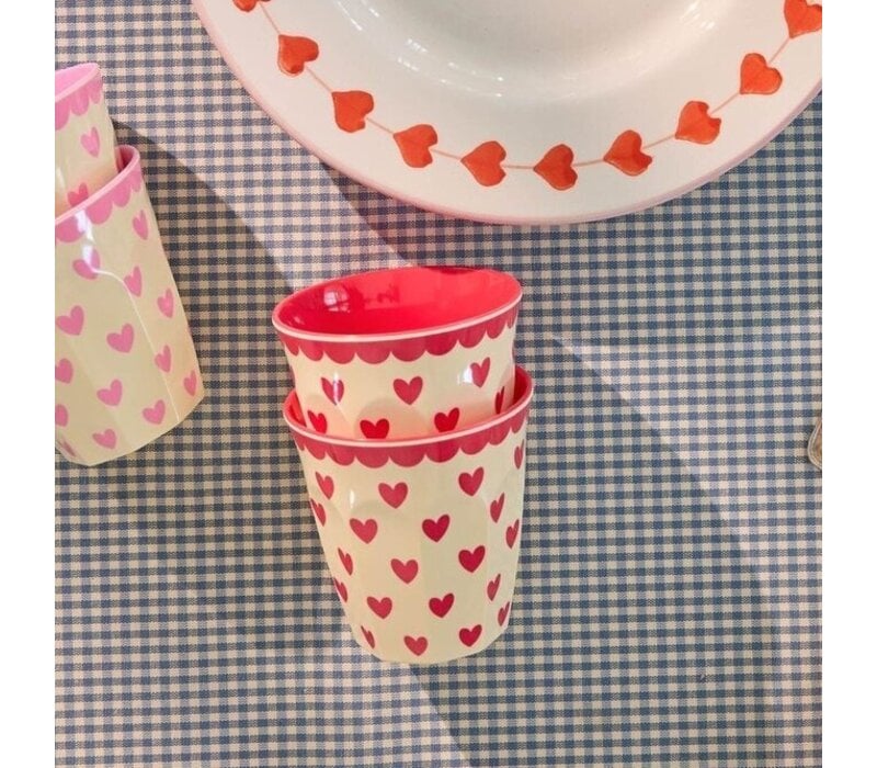 RICE -  Middelgroot beker - Favorite Hearts - Red