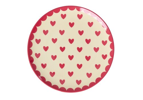 Rice Klein Rond Bord - Favorite Hearts - Red - RICE
