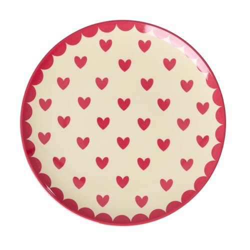 Klein Rond Bord - Favorite Hearts - Red - RICE 