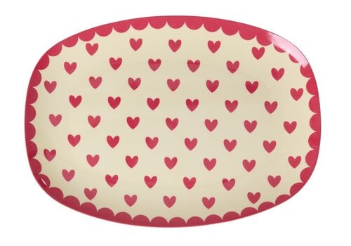 Rice Klein Rechthoekig Bord - Favorite Hearts - Red - RICE
