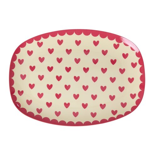 Klein Rechthoekig Bord - Favorite Hearts - Red - RICE 