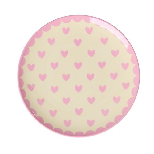 Klein Rond Bord - Favorite Hearts - Pink - RICE 