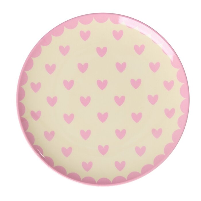 RICE - Klein Rond Bord - Favorite Hearts - Pink