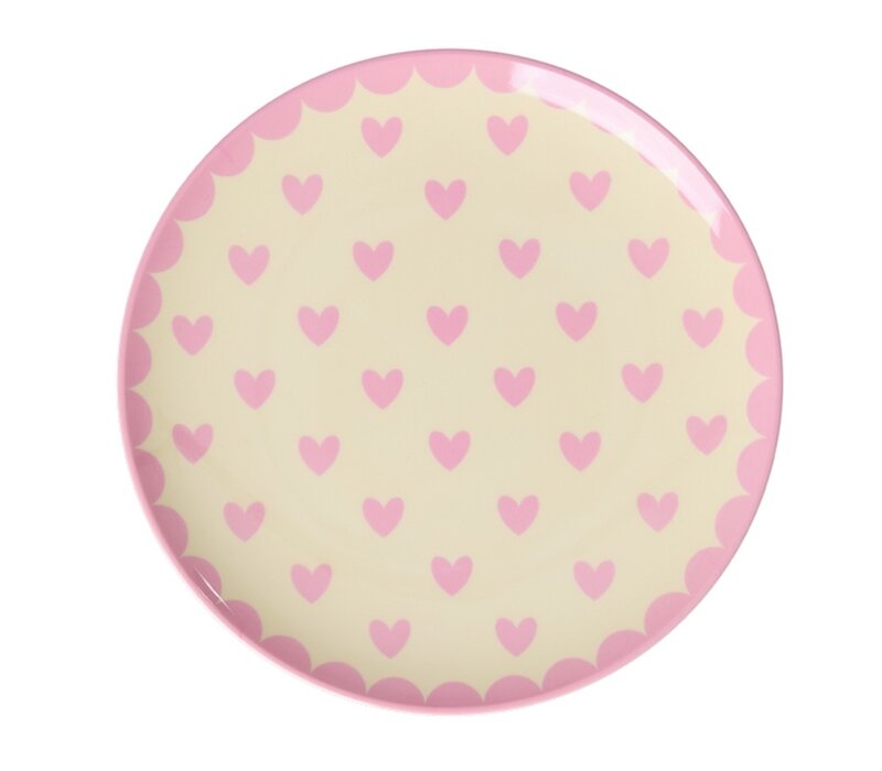 RICE - Klein Rond Bord - Favorite Hearts - Pink