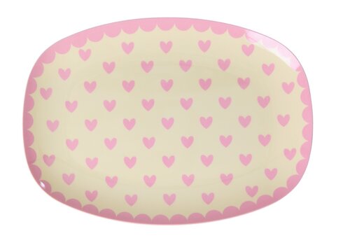 Rice Klein Rechthoekig Bord - Favorite Hearts - Pink - RICE