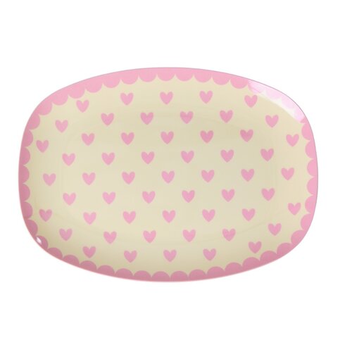 Klein Rechthoekig Bord - Favorite Hearts - Pink - RICE 