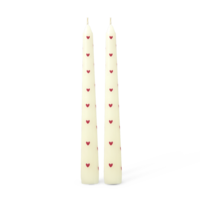 Rice - Kaars - Crème - Heart Print - Set van 2