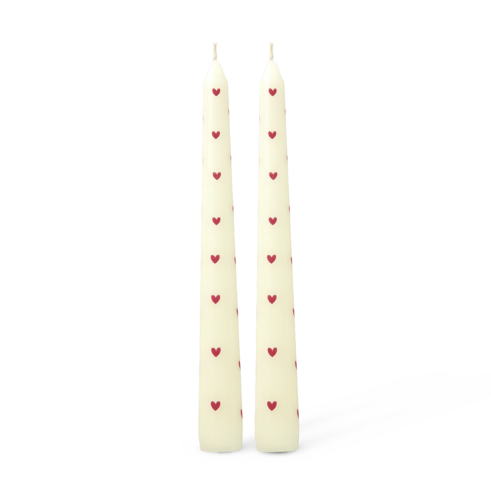 Rice - Kaars - Crème - Heart Print - Set van 2
