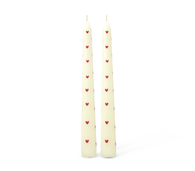Rice - Kaars - Crème - Heart Print - Set van 2