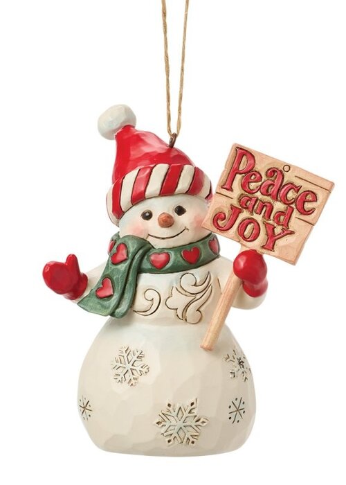 Heartwood Creek Snowman with Peace & Joy Sign Hanging Ornament - Heartwood Creek
