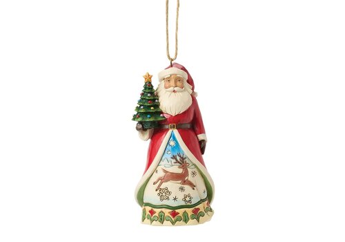 Heartwood Creek Santa with Vintage Christmas Tree Hanging Ornament - Heartwood Creek
