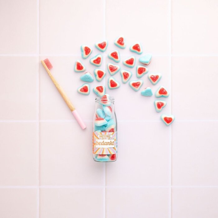 Geven is leuker - Snoepflesje - Hartstikke Bedankt - met tandenborstel