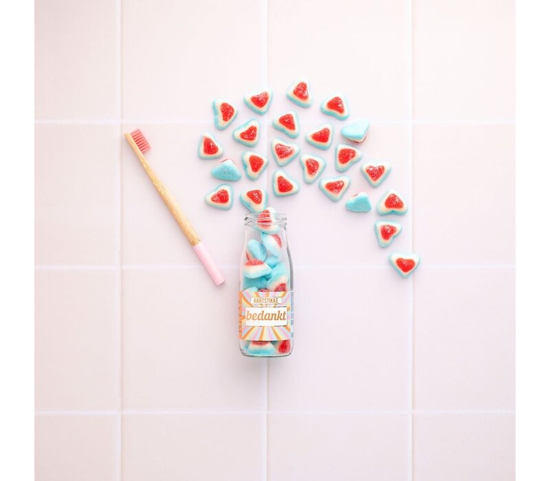 Geven is leuker - Snoepflesje - Hartstikke Bedankt - met tandenborstel