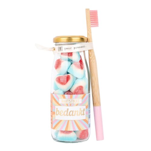 Snoepflesje - Hartstikke Bedankt - met tandenborstel - Geven is leuker 