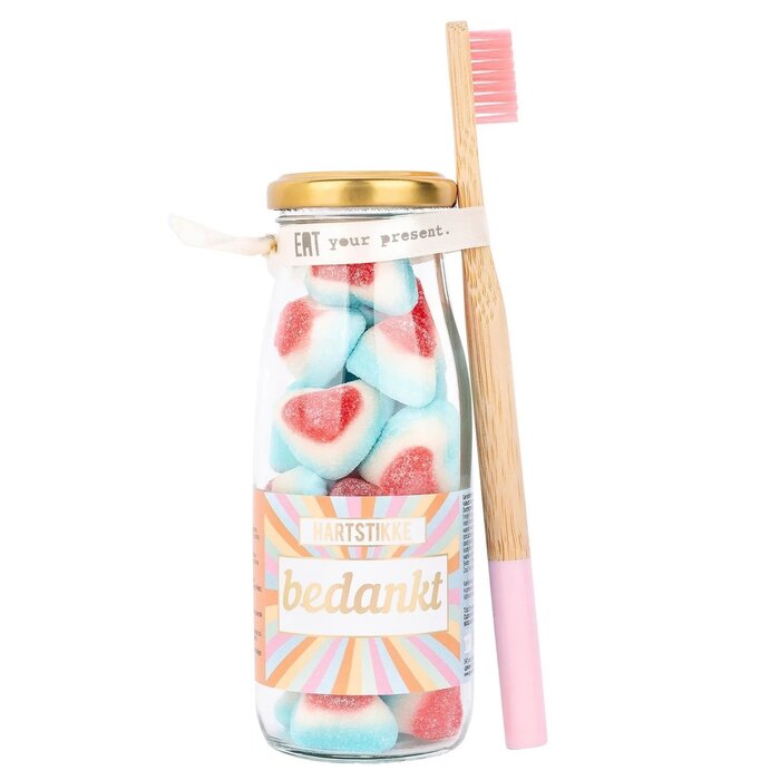Geven is leuker - Snoepflesje - Hartstikke Bedankt - met tandenborstel