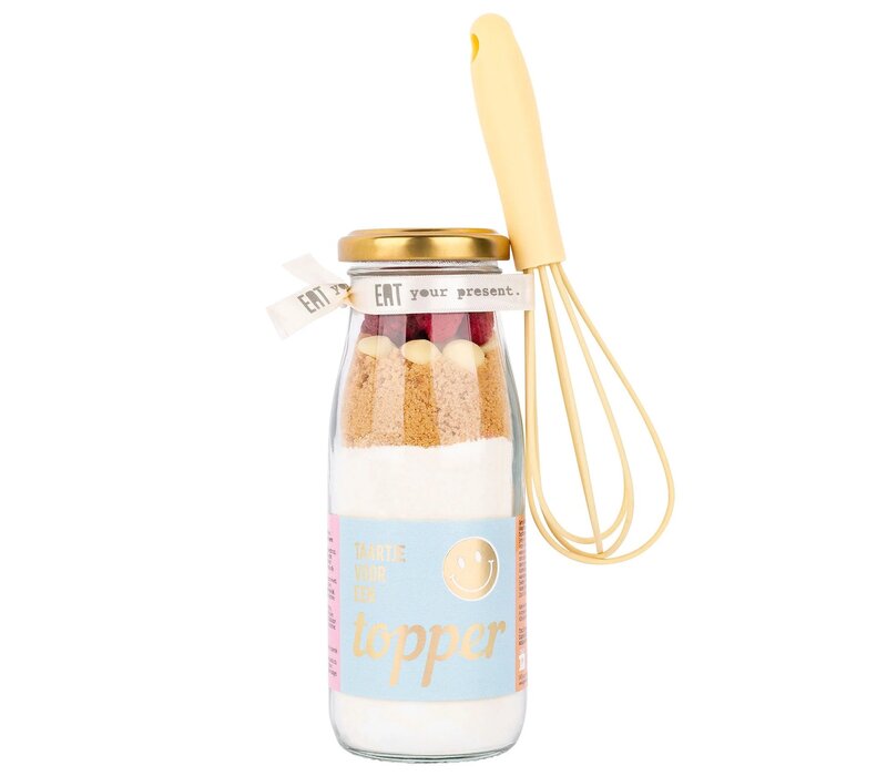 Geven is leuker - Bakflesje - Taartje voor een topper - met garde