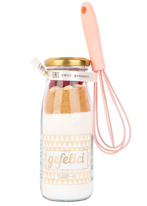 Geven is leuker Bakflesje - Gefelicitaart(je) - met garde - Geven is leuker