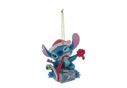 Disney Traditions Stitch Unwrapping Christmas Gift Hanging Ornament - Disney Traditions