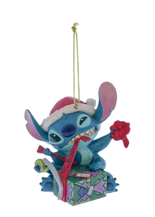 Disney Traditions Stitch Unwrapping Christmas Gift Hanging Ornament - Disney Traditions