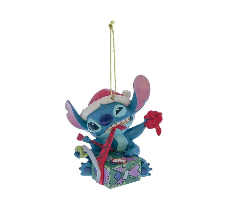 Disney Traditions - Stitch Unwrapping Christmas Gift Hanging Ornament