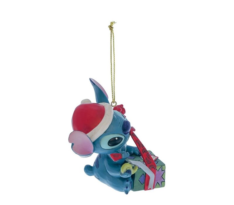 Disney Traditions - Stitch Unwrapping Christmas Gift Hanging Ornament
