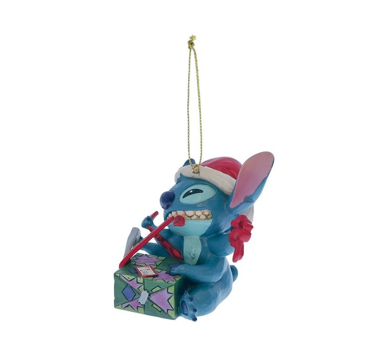 Disney Traditions - Stitch Unwrapping Christmas Gift Hanging Ornament