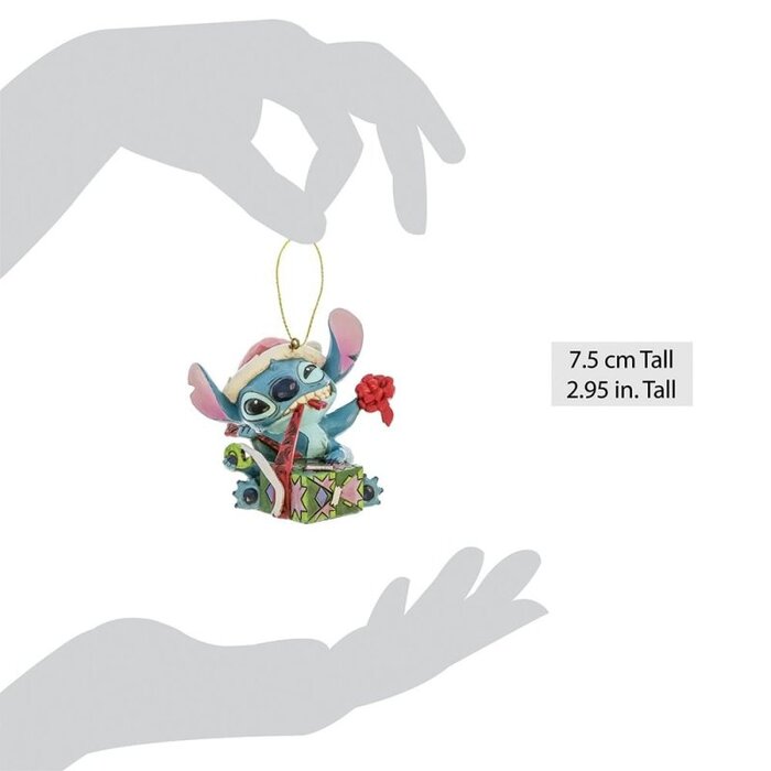 Disney Traditions - Stitch Unwrapping Christmas Gift Hanging Ornament