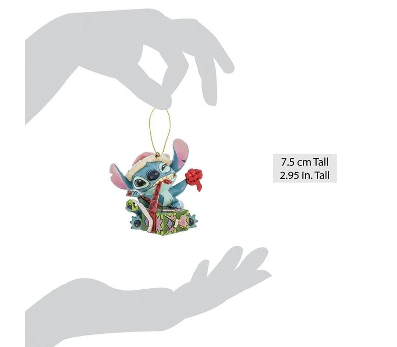 Disney Traditions - Stitch Unwrapping Christmas Gift Hanging Ornament