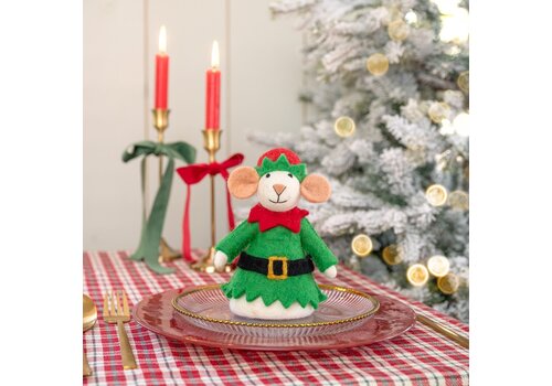 Sjaal met een Verhaal Decoratie Muis Kerstelf - Sjaal met een Verhaal