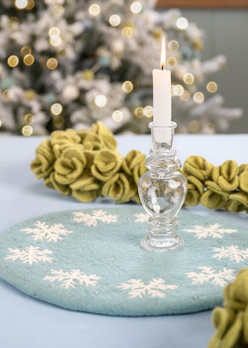 Sjaal met Verhaal Onderzetter 35 cm Ijsblauw Sneeuwvlok - Sjaal met Verhaal