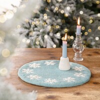 Sjaal met Verhaal - Onderzetter 35 cm Ijsblauw Sneeuwvlok