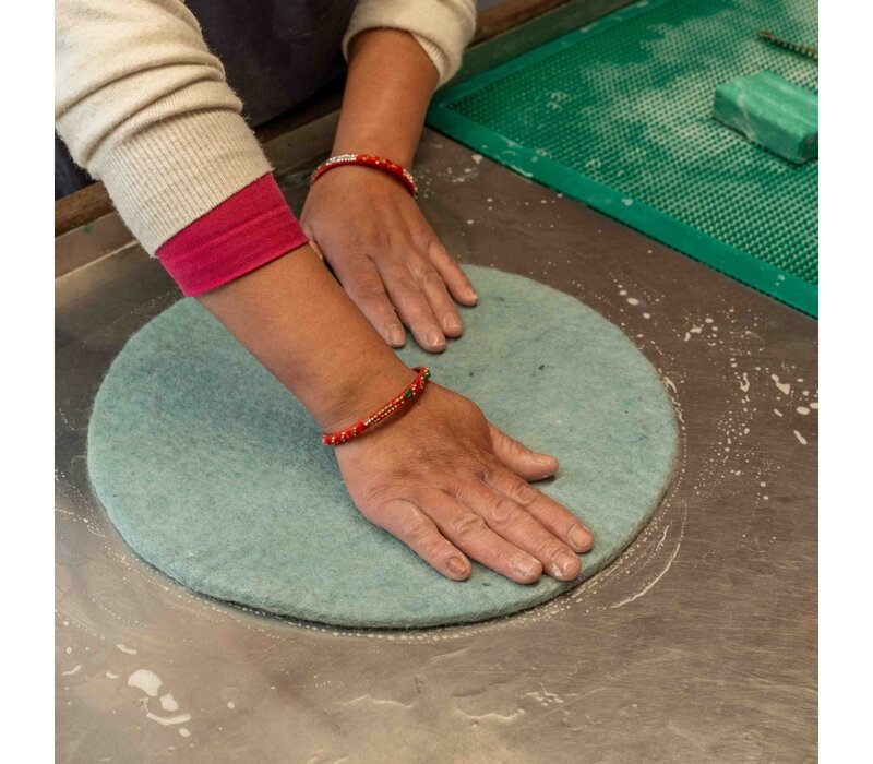 Sjaal met Verhaal - Onderzetter 35 cm Ijsblauw Sneeuwvlok