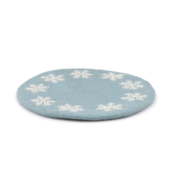 Sjaal met Verhaal - Onderzetter 35 cm Ijsblauw Sneeuwvlok