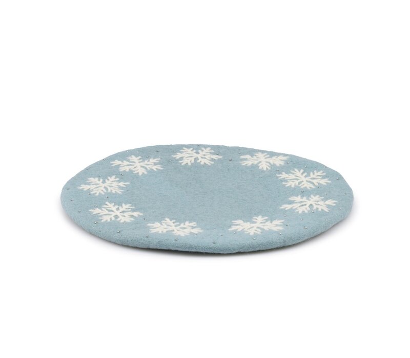 Sjaal met Verhaal - Onderzetter 35 cm Ijsblauw Sneeuwvlok