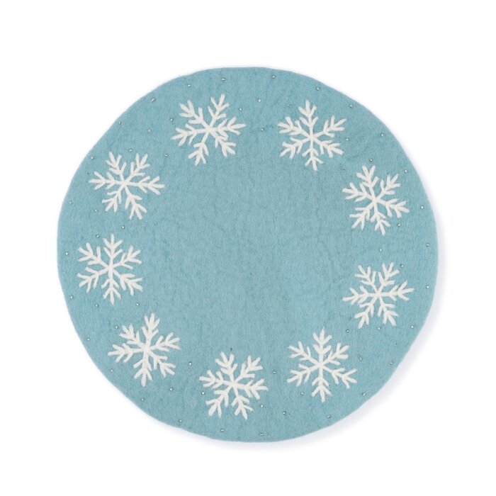 Sjaal met Verhaal - Onderzetter 35 cm Ijsblauw Sneeuwvlok