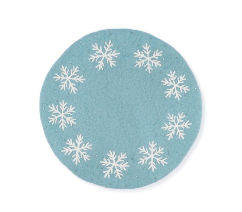 Sjaal met Verhaal - Onderzetter 35 cm Ijsblauw Sneeuwvlok