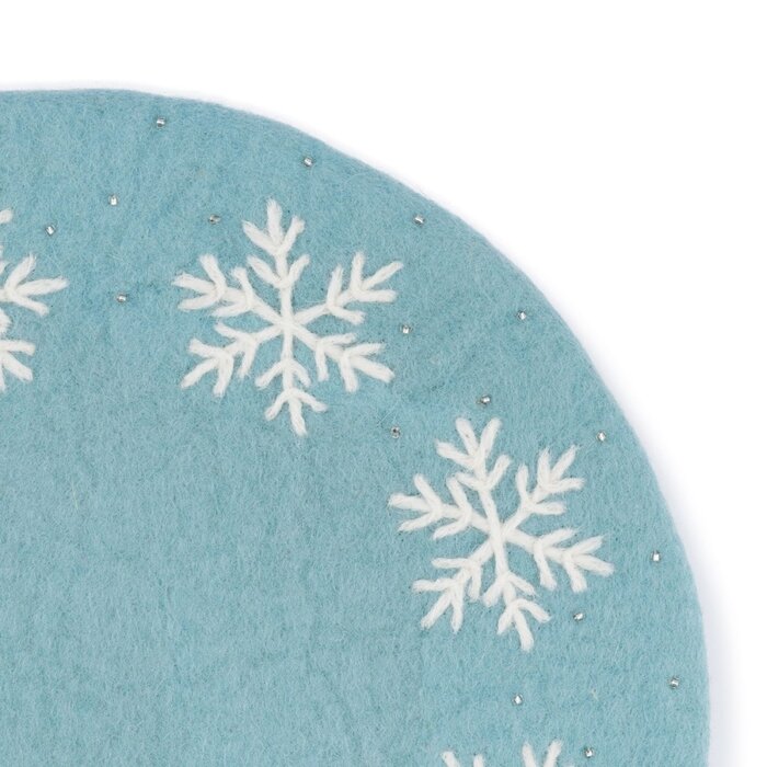 Sjaal met Verhaal - Onderzetter 35 cm Ijsblauw Sneeuwvlok