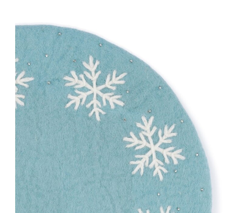 Sjaal met Verhaal - Onderzetter 35 cm Ijsblauw Sneeuwvlok