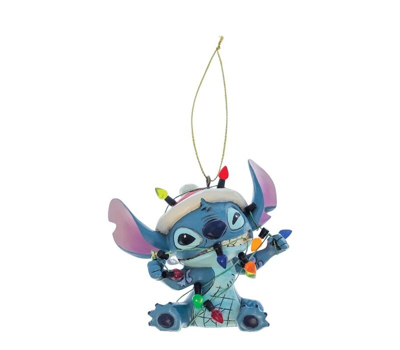 Disney Traditions - Stitch Wrapped in Christmas Lights Hanging Ornament