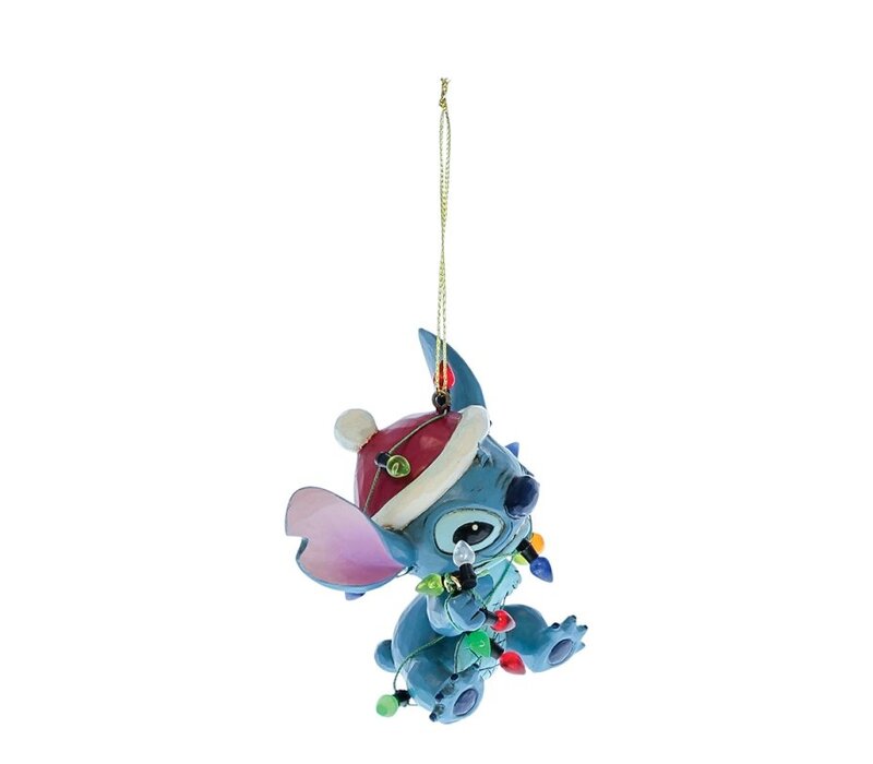 Disney Traditions - Stitch Wrapped in Christmas Lights Hanging Ornament